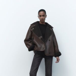 ZARA Brown Faux DOUBLE-FACED Jacket